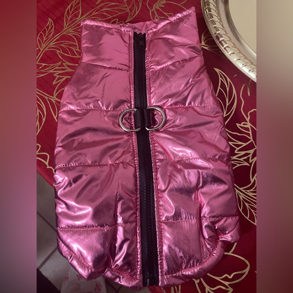 Pink Shiny Dog Jacket-very small but says Large
